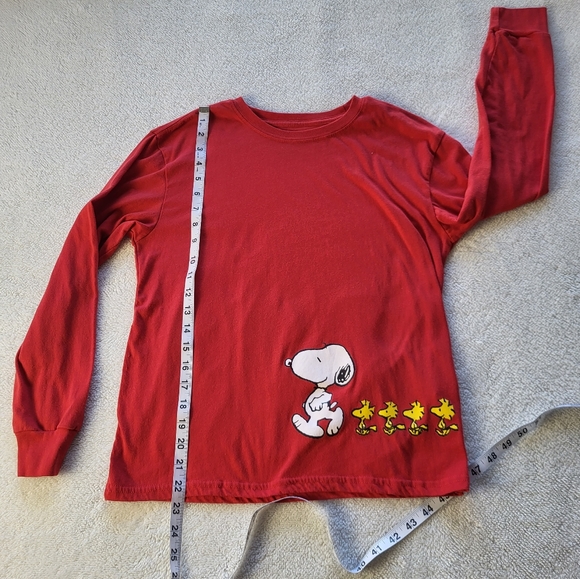 🥳HP🥳 Peanuts Junior Medium Red Long Sleeved Shirt Featuring Peanuts Gan - Picture 5 of 8